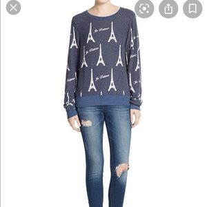 Wildfox Je Taime Eiffel Tower Pullover Sweater